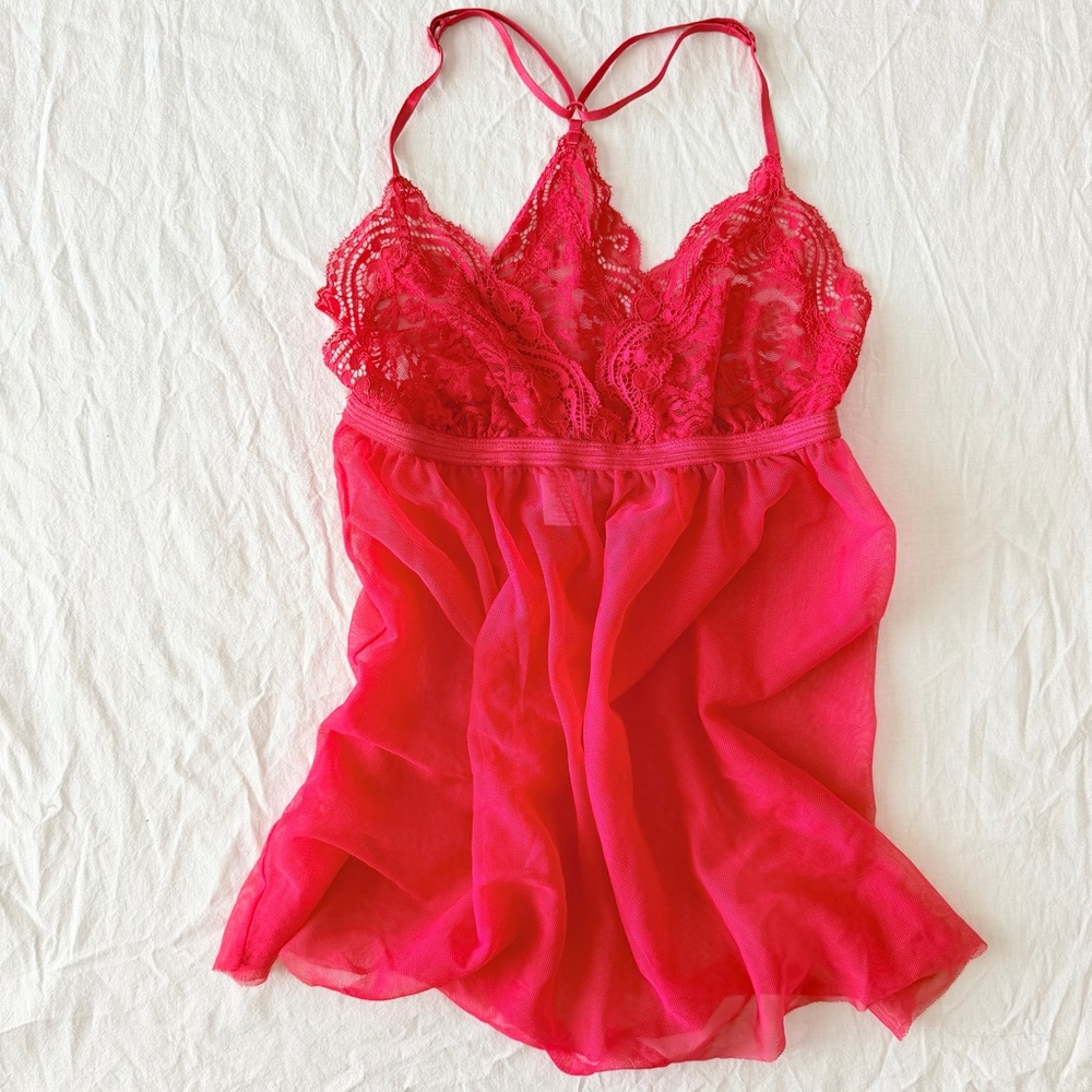 Linea Donatella Vibrant Red Lace Chemise